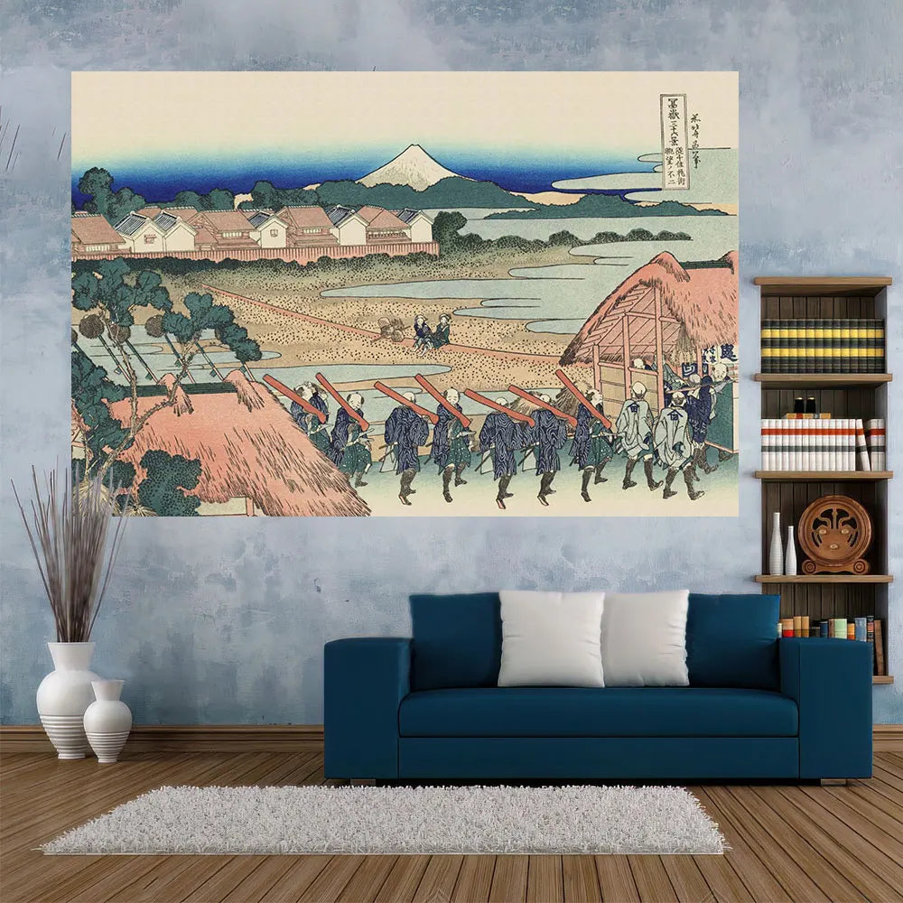 Decobites Ukiyo-E Kanagawa Landscape Tapestry: Japanese Scenery Wall Hanging for Aesthetic Home Decor