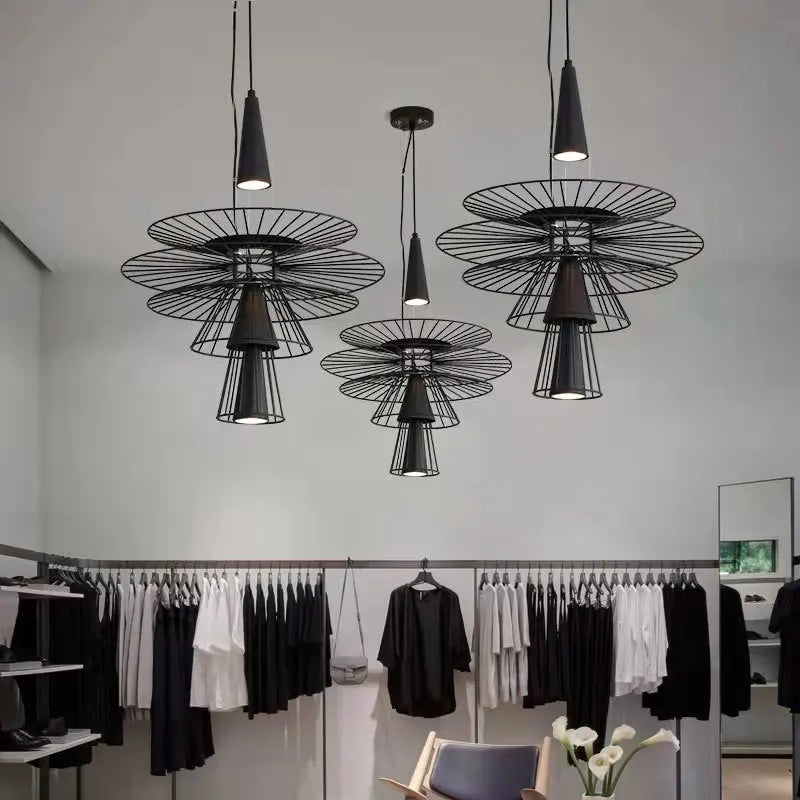 DecorBites™ Iron Mesh Gravity Suspension Lamp in Black - Industrial Pendant for Home Décor