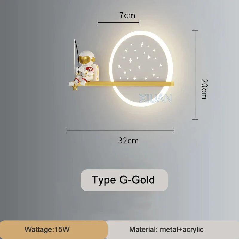 DecorBites™ Astronaut Wall Lamp: Gold White Black Bedroom Decor Resin Wall Mount Light