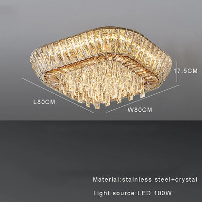 DecorBites™ Amber Crystal Ceiling Chandelier: Luxe LED Home Decor Light Fixture