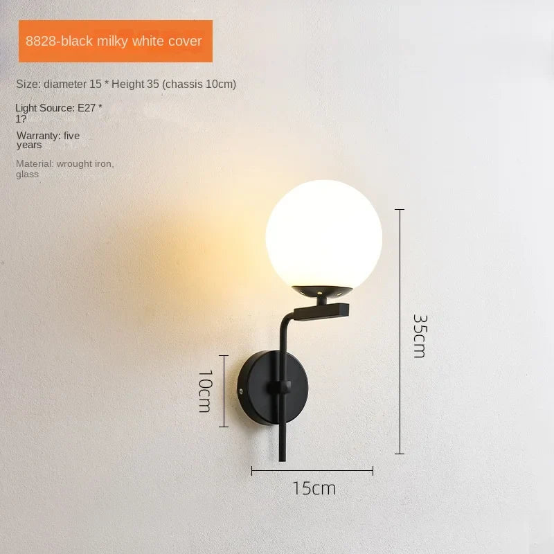 Decorbites™ Glas-Kugel-LED-Wandleuchte Moderne Wandlampe Nachttischleuchte Vintage-Loft Gold Schwarz