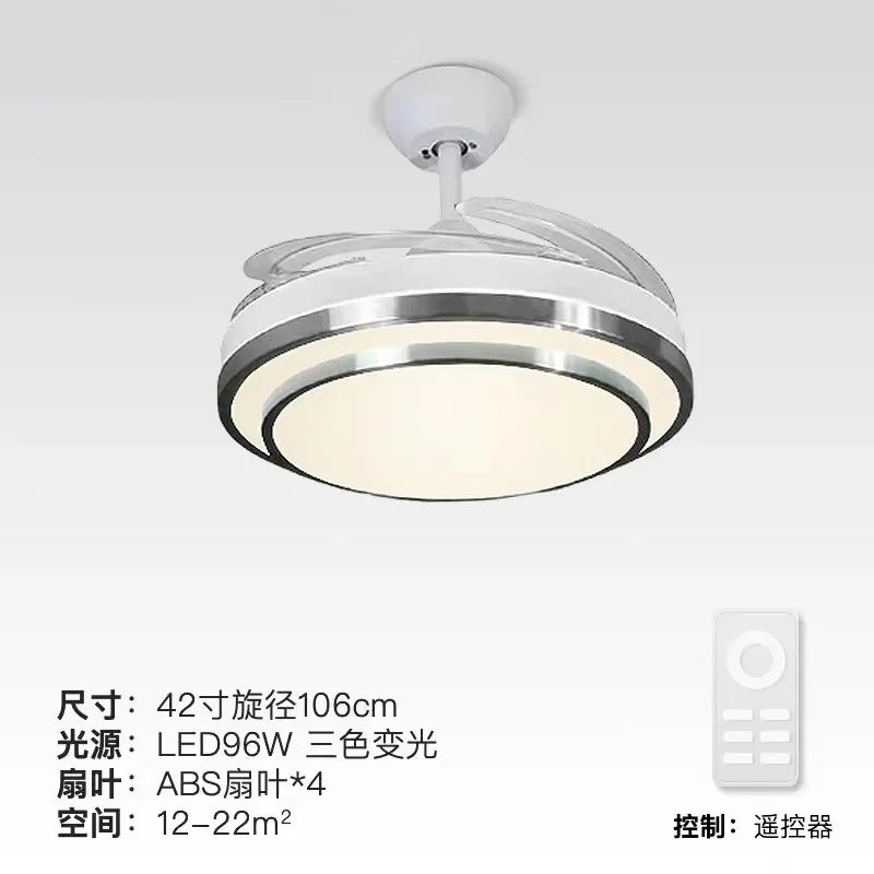 DecorBites™ 42" Retractable LED Ceiling Fan, Remote Control, Modern Design