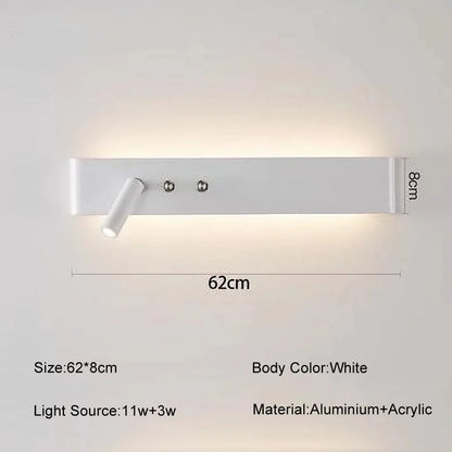 مفتاح إضاءة حائط LED طويل من DecorBites™ بقوة 8 وات/20 وات، تركيبات من الألومنيوم لغرفة المعيشة وغرفة النوم.