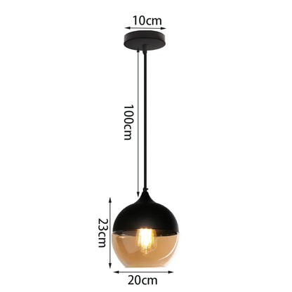 DecorBites™ Glass Shade Pendant Light, Industrial Kitchen Restaurant Decor Lighting