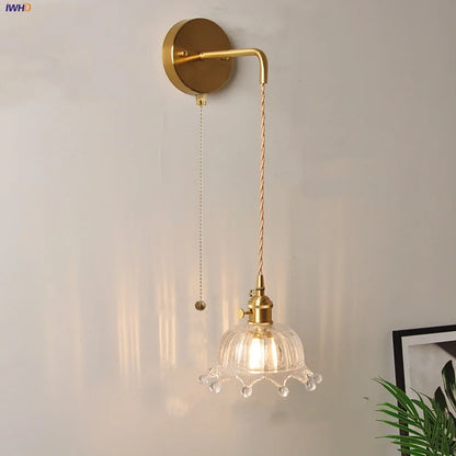 DecorBites™ Clear Glass LED Wall Light with Pull Chain Switch for Modern Decor