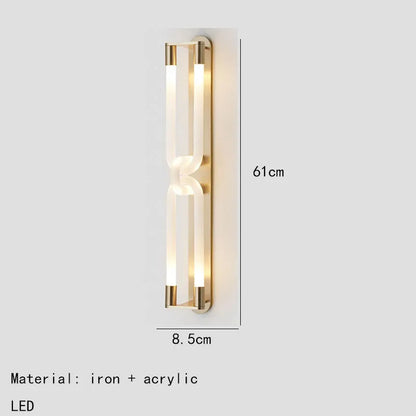 DecorBites™ LED Tube Wall Sconce Gold Black White Metal Acrylic Light Fixture