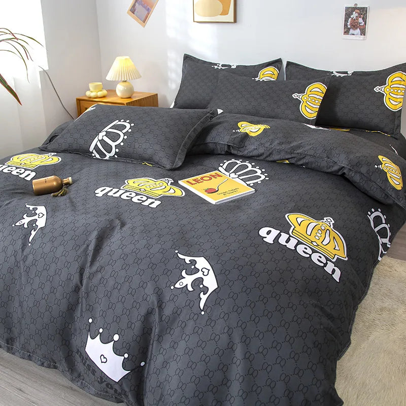 طقم مفروشات DecorBites™ بنقشة زهور هندسية مع غطاء لحاف، وغطاء لحاف، وملاءة، ووسائد