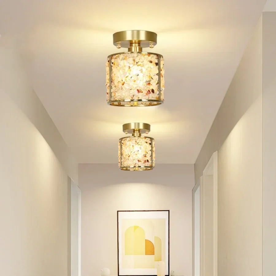 Lámpara de techo LED DecorBites™ con dosel de cobre y cristal, estilo nórdico moderno para el hogar