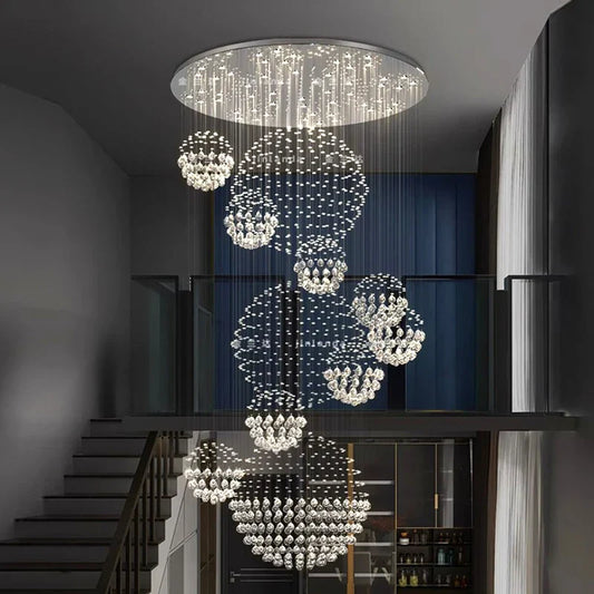 DecorBites™ Crystal Chandelier Stair Pendant Lamp Living Room Lighting