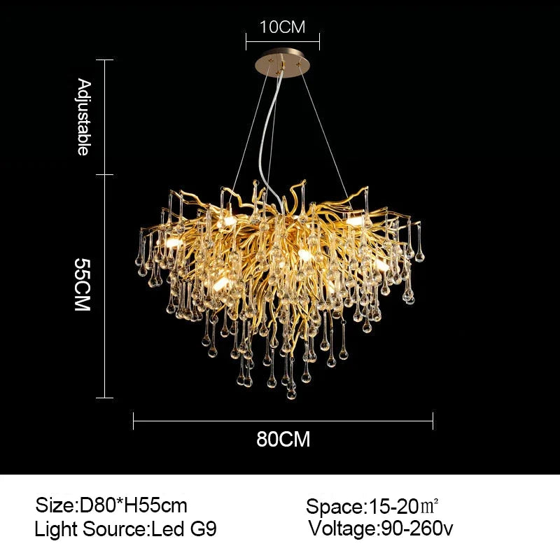 DecorBites™ Gold Crystal Ceiling Chandelier for Elegant Home Lighting