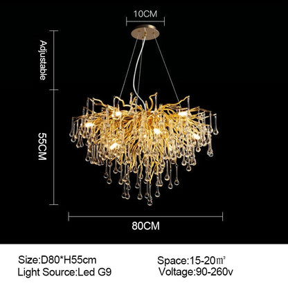 DecorBites™ Gold Crystal Ceiling Chandelier for Elegant Home Lighting