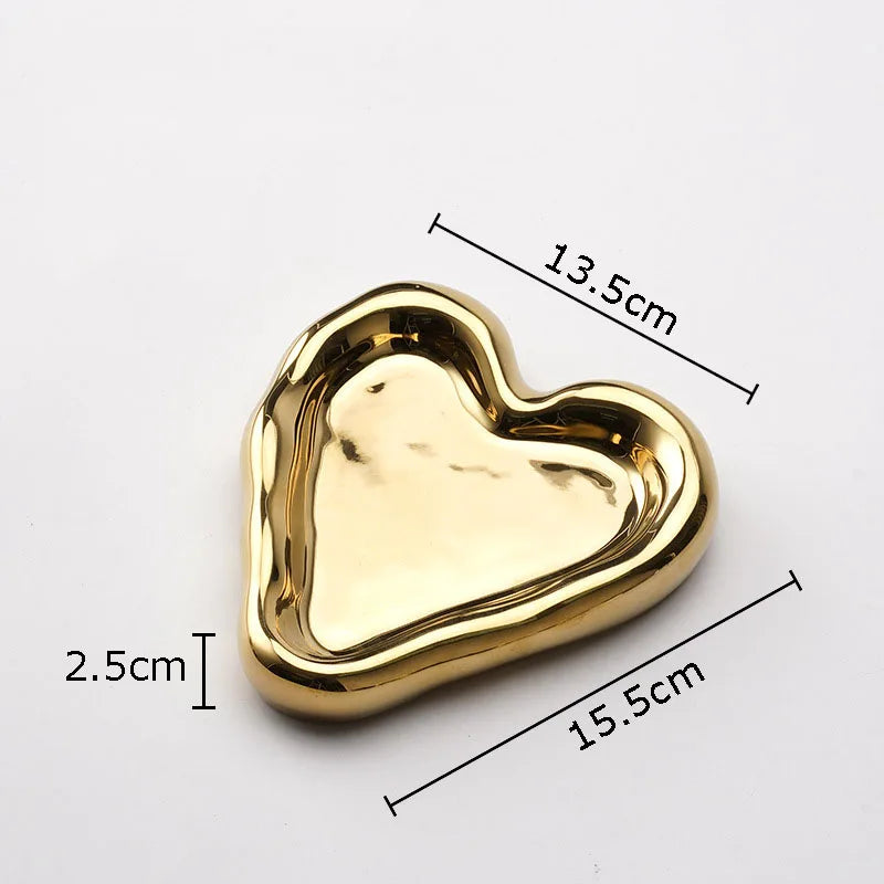 DecorBites™ Heart-Shaped Jewelry Stand Tray: Earrings & Necklace Display Plate