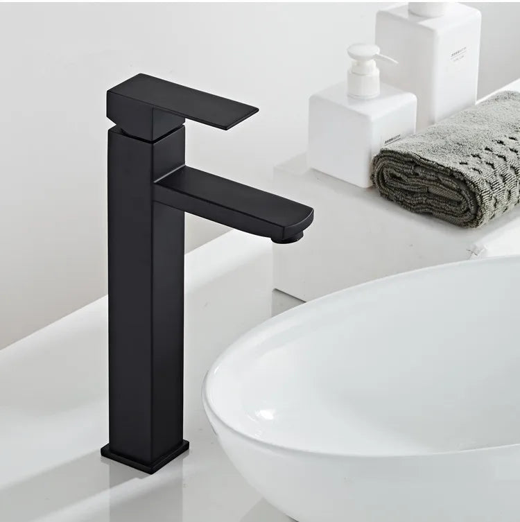 DecorBites™ Brushed Gold Black Stainless Steel Bathroom Faucet Hot Cold Basin Tap Sink Mixer