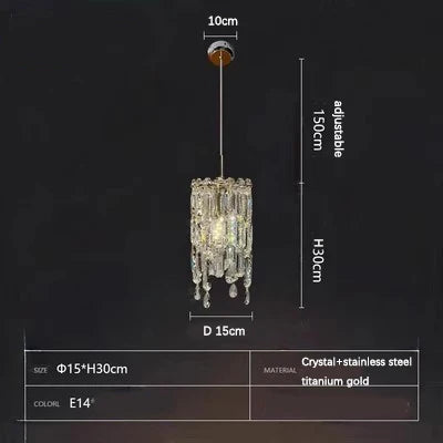 Lámpara colgante de cabecera de cristal DecorBites™ para dormitorio principal, candelabro de restaurante de alta gama