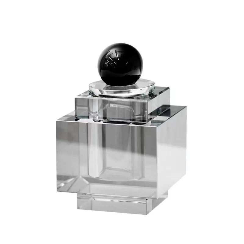DecorBites™ Clear Crystal Geometric Storage Jar - Cubic Square Transparent Jewelry Box
