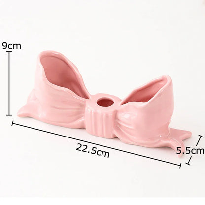 DecorBites™ Bowknot Ceramic Candle Holder Desk Decoration Romantic Candlestick Aesthetic Decor