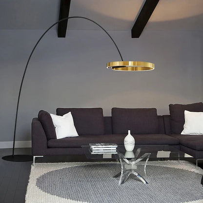 DecorBites™ Grote Dimbare Gouden Koperen Zwarte LED Vloerlamp para Woonkamer en Hotel