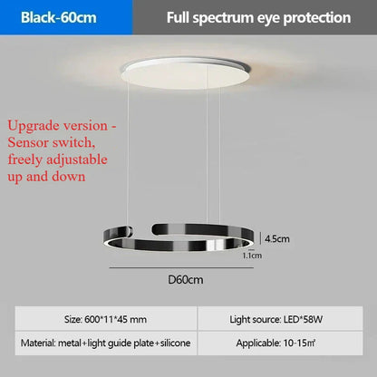 Modern Ring LED Pendant Light in Black or White
