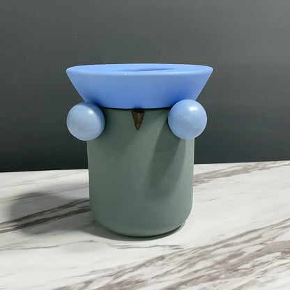 Jarrón de cerámica con forma de bola geométrica DecorBites™, decoración para el hogar hecha a mano