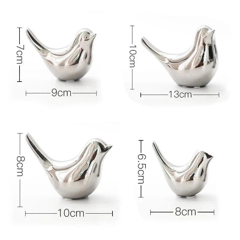 Figurillas de Aves de Plata Dorada™ Estatuas Modernas de Cerámica - Decoración del Hogar Regalos de Boda