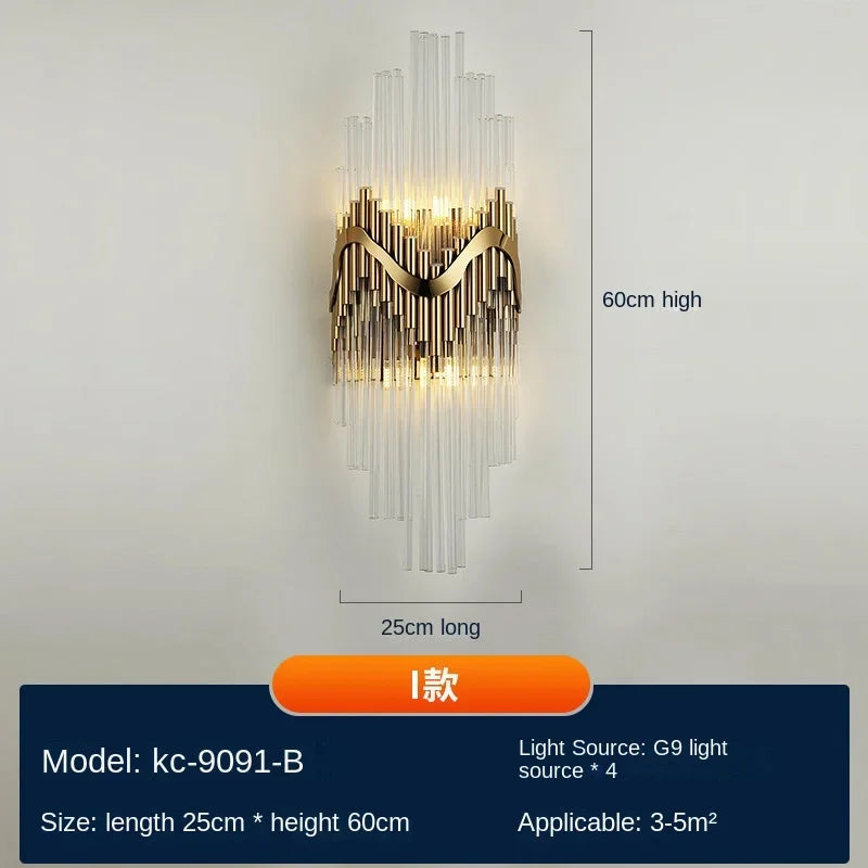 DecorBites™ Crystal Wall Lamp: Modern Luxury Wireless Rechargeable Sconce Light for Bedroom & Living Room