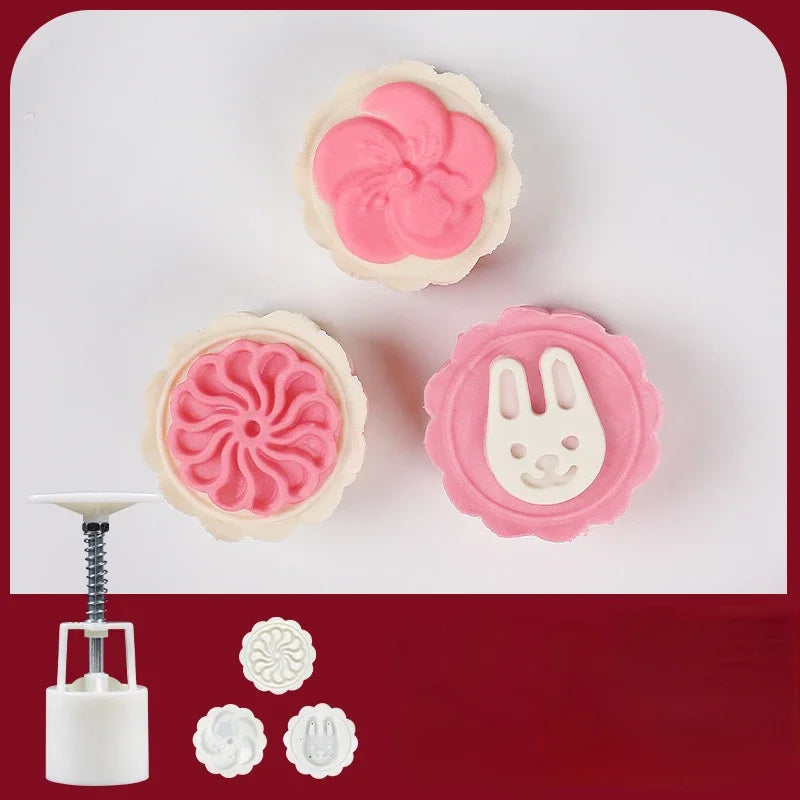 Molde DecorBites™ 3D para pastel de luna con forma de flor de cerezo, ideal para hornear durante el Festival del Medio Otoño.