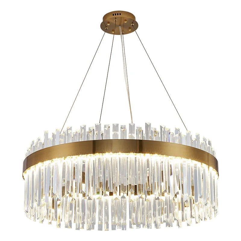 DecorBites™ Crystal LED Chandelier: Elegant Gold Lighting for Dining Room