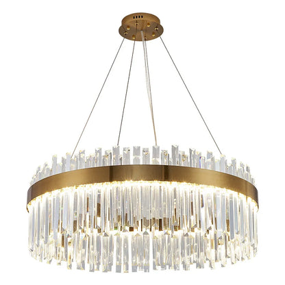 DecorBites™ Crystal LED Chandelier: Elegant Gold Lighting for Dining Room