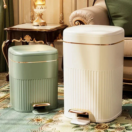 DecorBites™ Light Luxury Pedal Trash Can with Lid for Kitchen Bathroom Large Capacity Bin