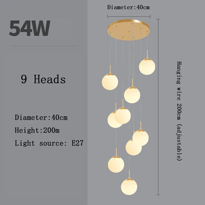 Nordic Glass Staircase Chandelier Pendant Light