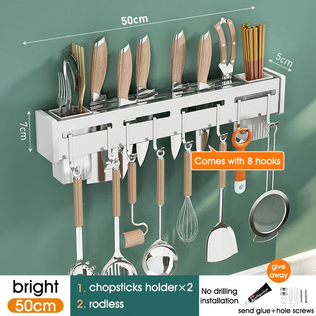 Organizador de Cocina Decorbites™: Estante de Almacenamiento Multifuncional para Cuchillos y Palillos Montado en la Pared