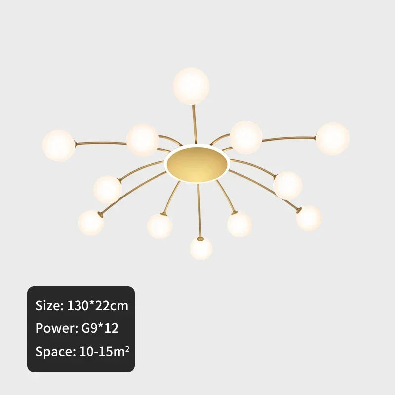 مصباح سقف زجاجي على شكل كرة من DecorBites™ باللون الذهبي لغرفة المعيشة وغرفة الطعام وغرفة النوم من DecorBites™