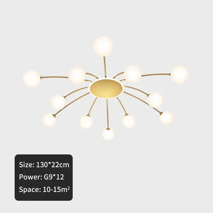 مصباح سقف زجاجي على شكل كرة من DecorBites™ باللون الذهبي لغرفة المعيشة وغرفة الطعام وغرفة النوم من DecorBites™