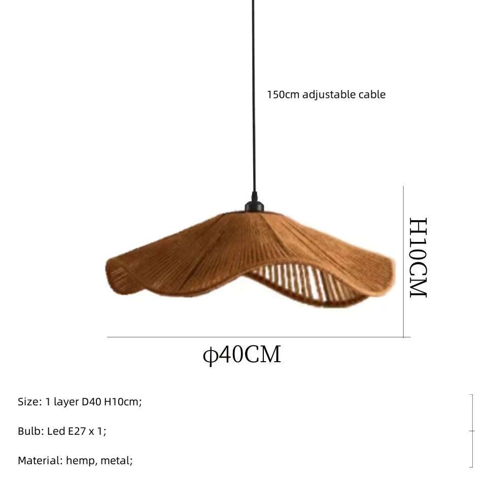 DecorBites™ Japanese Hemp Knit Pendant Light E27 LED Lamp - Nordic Wabi Sabi Style