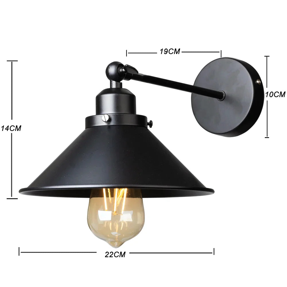 DecorBites™ Industrial Wall Sconce Light with Adjustable Metal Lampshade