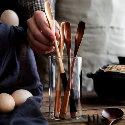 DecorBites™ 4PCS Japanese Style Wooden Spoon Set | Versatile Kitchen Tools for Mixing and Serving