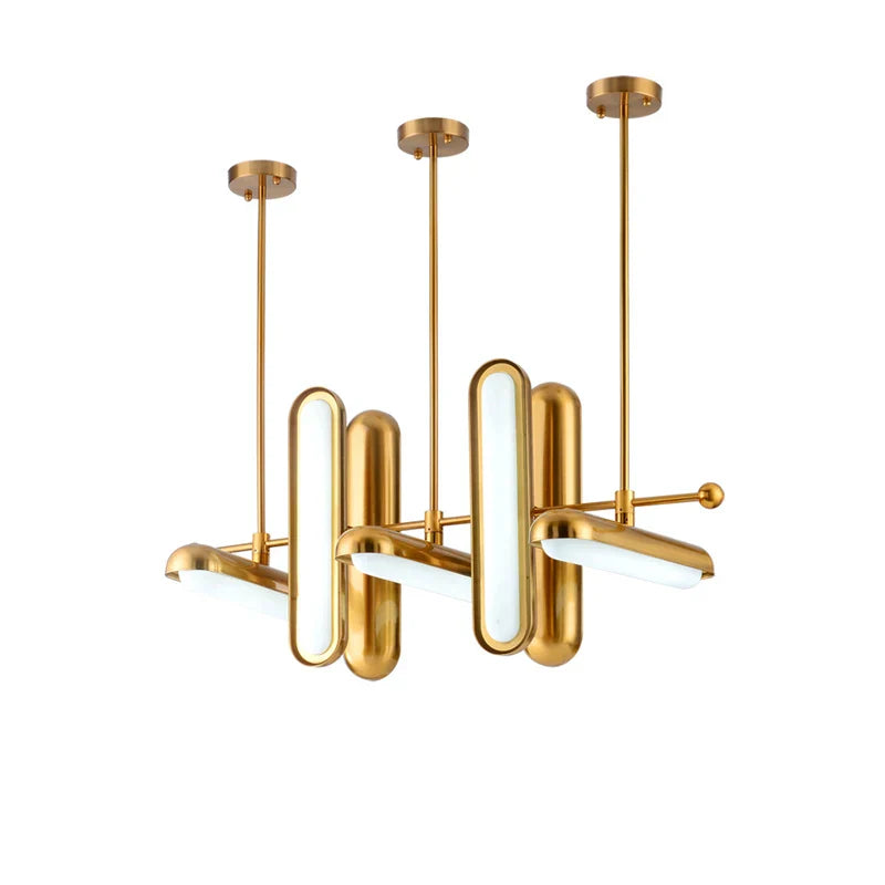 Chandelier de oro, hierro y cristal Decorbites™ para comedor - Iluminación Art Deco