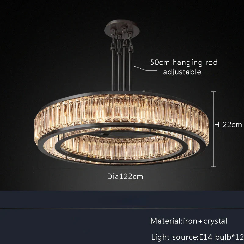 Decorbites™ Lámpara de Araña de Techo de Cristal Dorado LED para Decoración de Hogar de Lujo