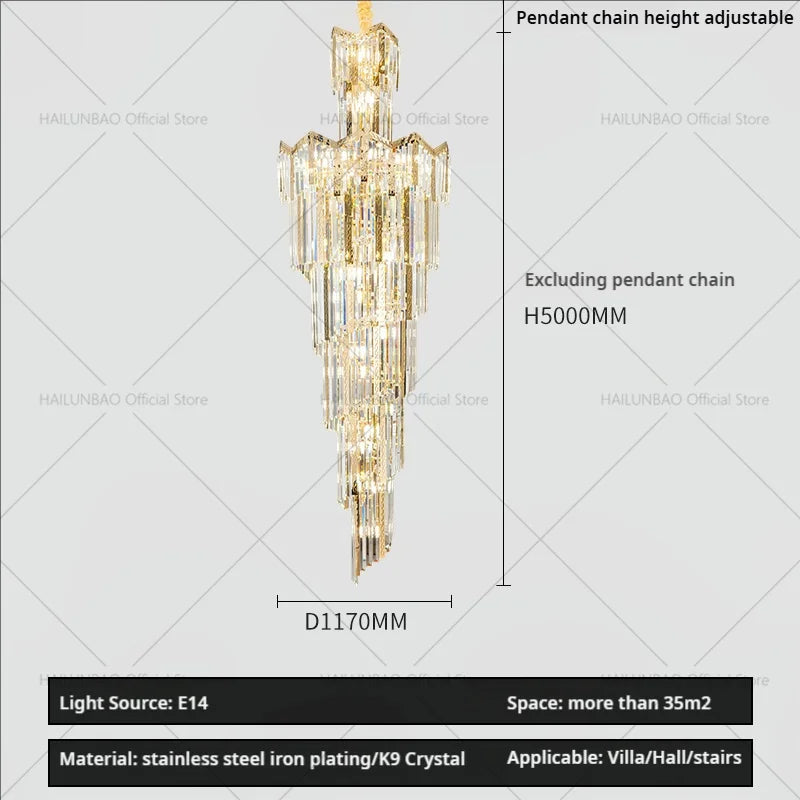 DecorBites™ Crystal Chandelier: European Villa Hotel Luxury Hollow Building Middle Floor Lighting
