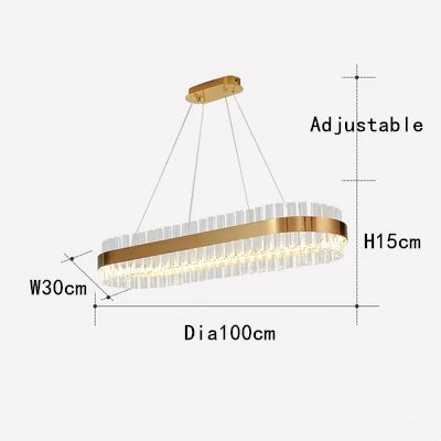 DecorBites™ Crystal Chandelier LED Ring Lamp for Dining Room Center Living Restaurant Decor