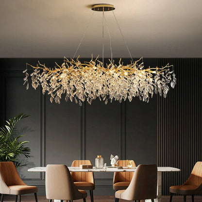 DecorBites™ Crystal Chandelier: Modern Luxury Branch Pendant Light for Living Room, Lobby & Hotel