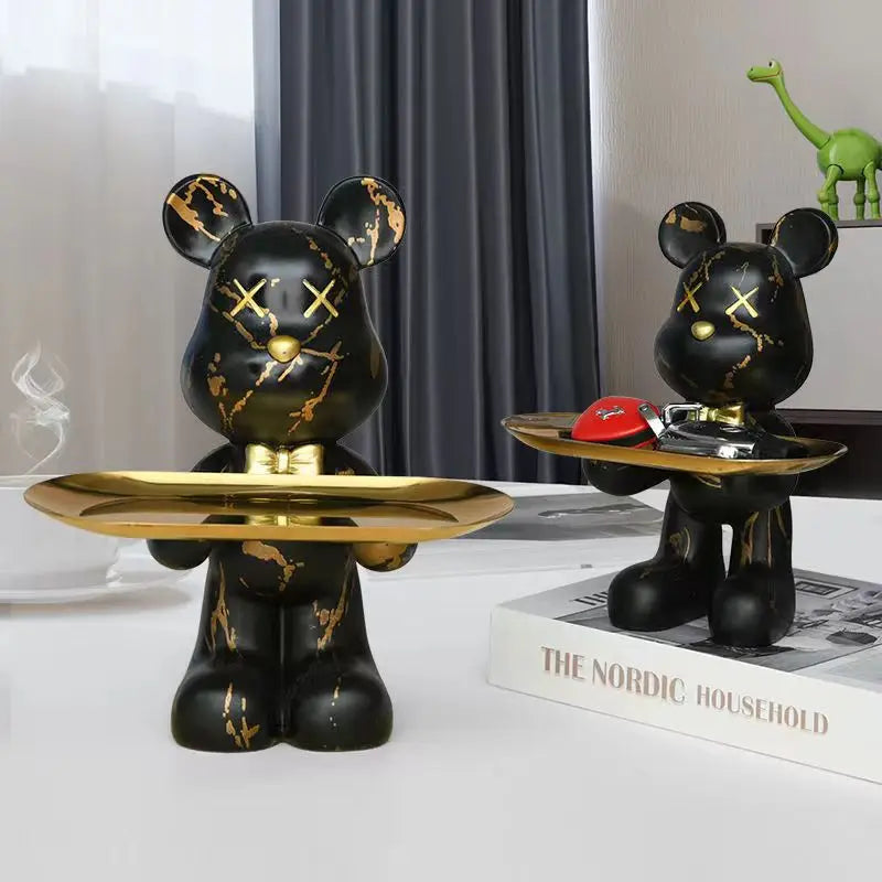 DecorBites™ Graffiti Bear Figurine: Modern Home Decor Statue for Keys Storage Shelf