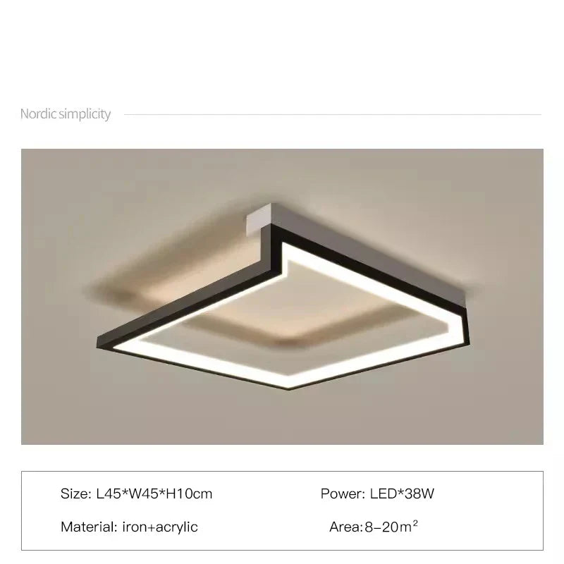 DecorBites™ Black Square LED Smart Chandelier for Minimalistic Home Decor