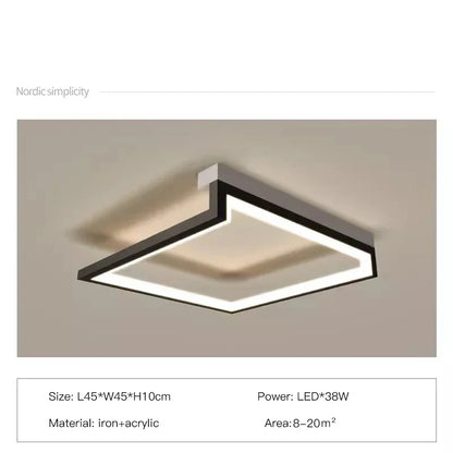 DecorBites™ Black Square LED Smart Chandelier for Minimalistic Home Decor