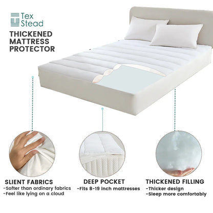 Decobites Waterproof Quilted Mattress Pad Protector with Deep Pocket, Soft Breathable & Machine Washable