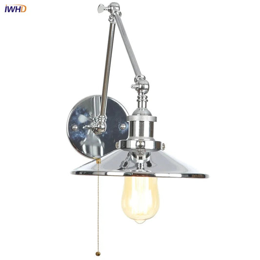 DecorBites™ Industrial Lens Vintage Loft LED Wall Lamp with Swing Arms & Pull Chain Switch