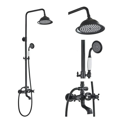 DecorBites™ Black Brass Bath Shower Faucet Set with Handshower and Tub Spout