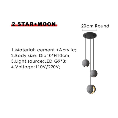DecorBites™ Industrial Cement Pendant Lights - Retro Moon Star Chandelier Fixture
