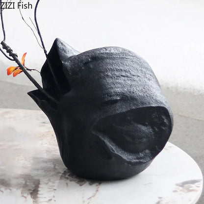 ديكور بايتس™ مزهرية سوداء، عمل فني تجريدي، أزهار، أواني، ديكور مكتب، ديكور جمالي