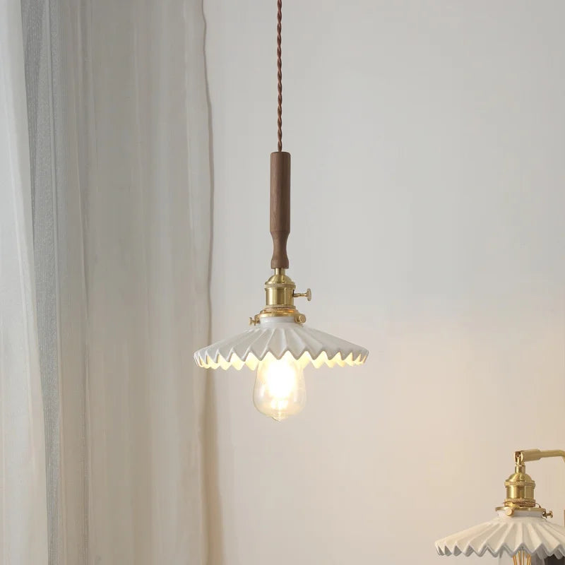 DecorBites™ Copper Ceramic LED Pendant Light with Knob Switch - 4w Bulb & Lamparas Colgante